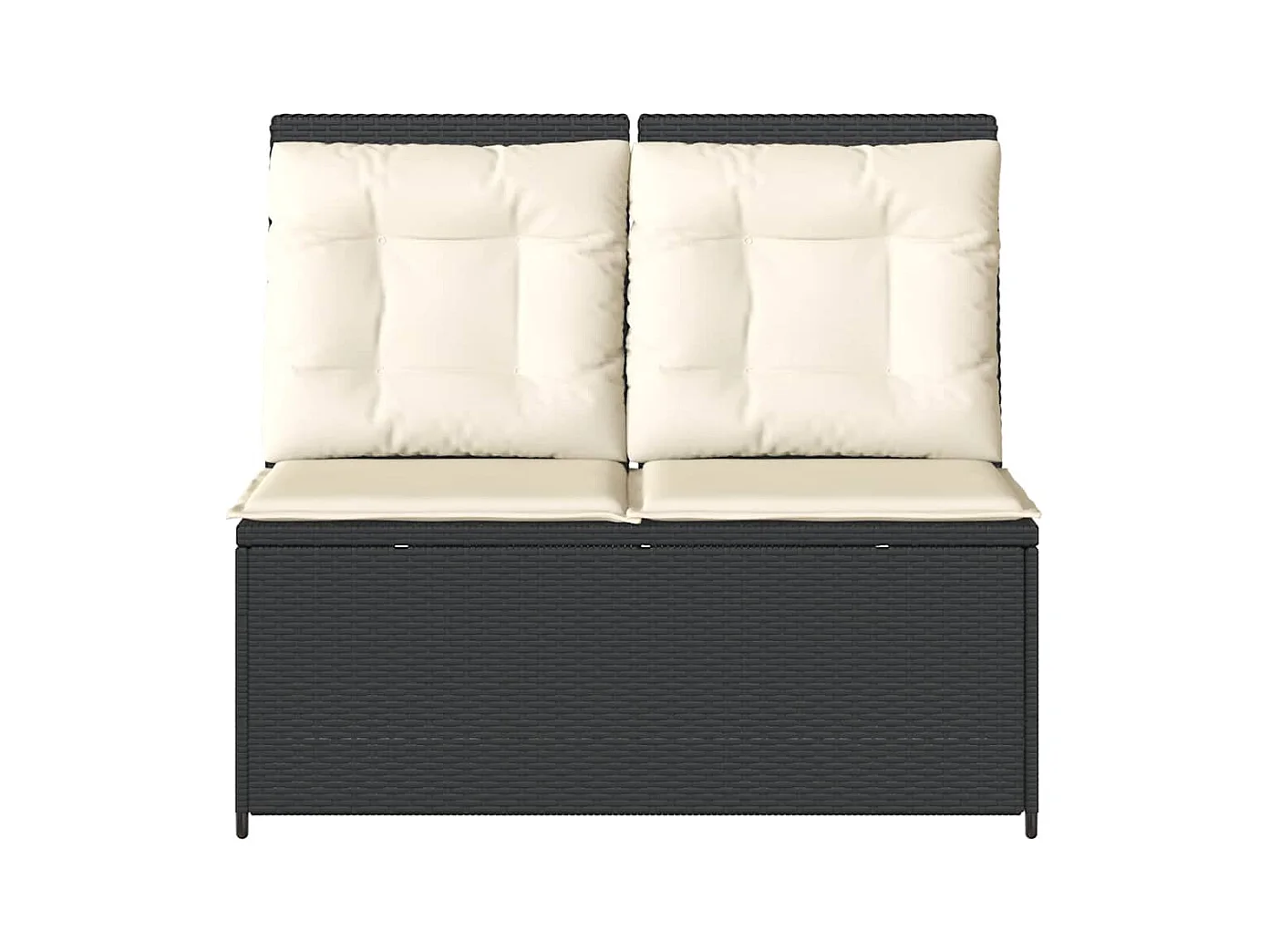 Banc inclinable de jardin avec coussins noir résine tressée