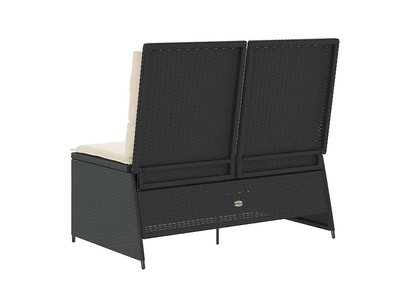 Banc inclinable de jardin avec coussins noir résine tressée