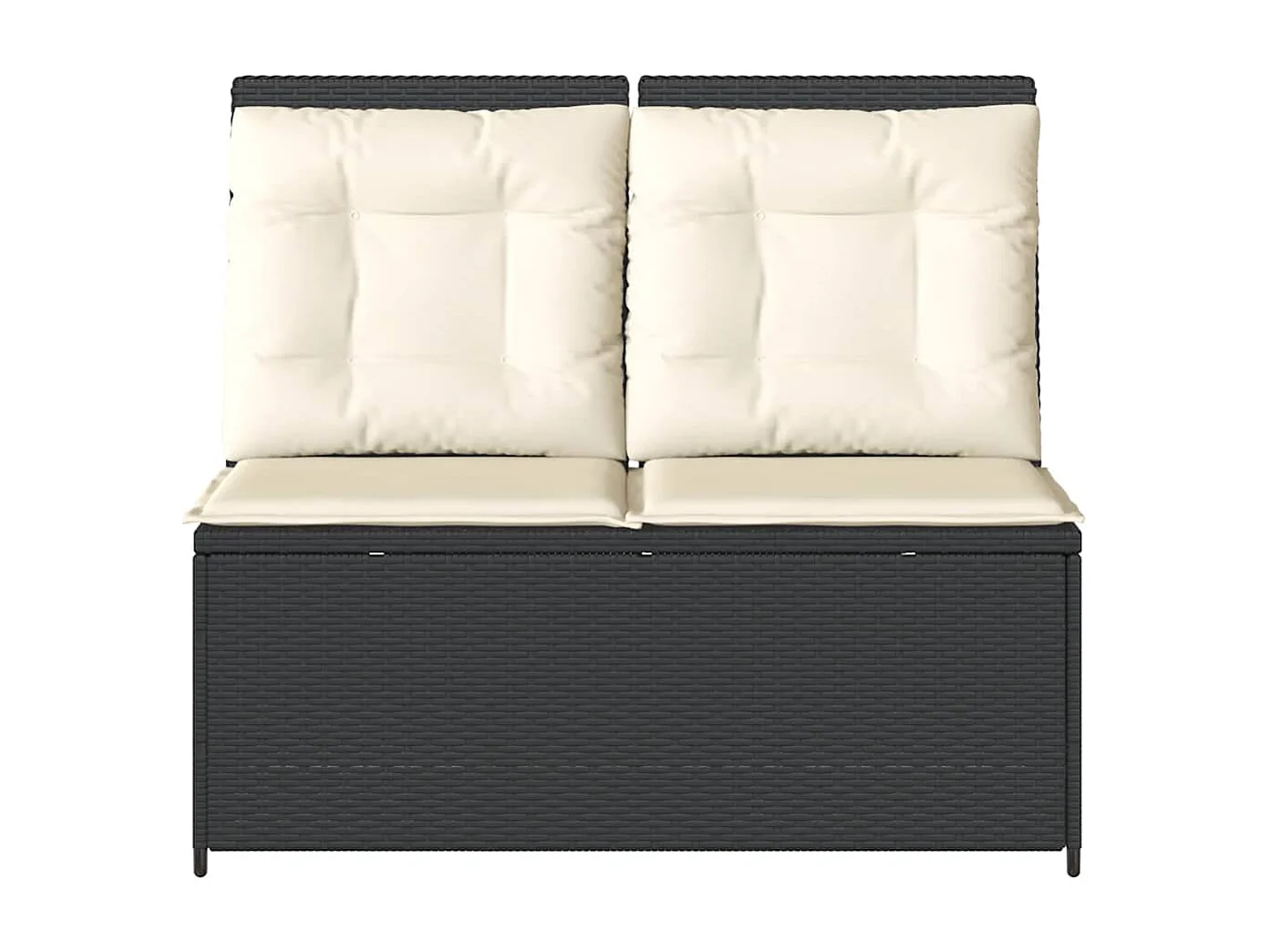 Banc inclinable de jardin avec coussins noir résine tressée