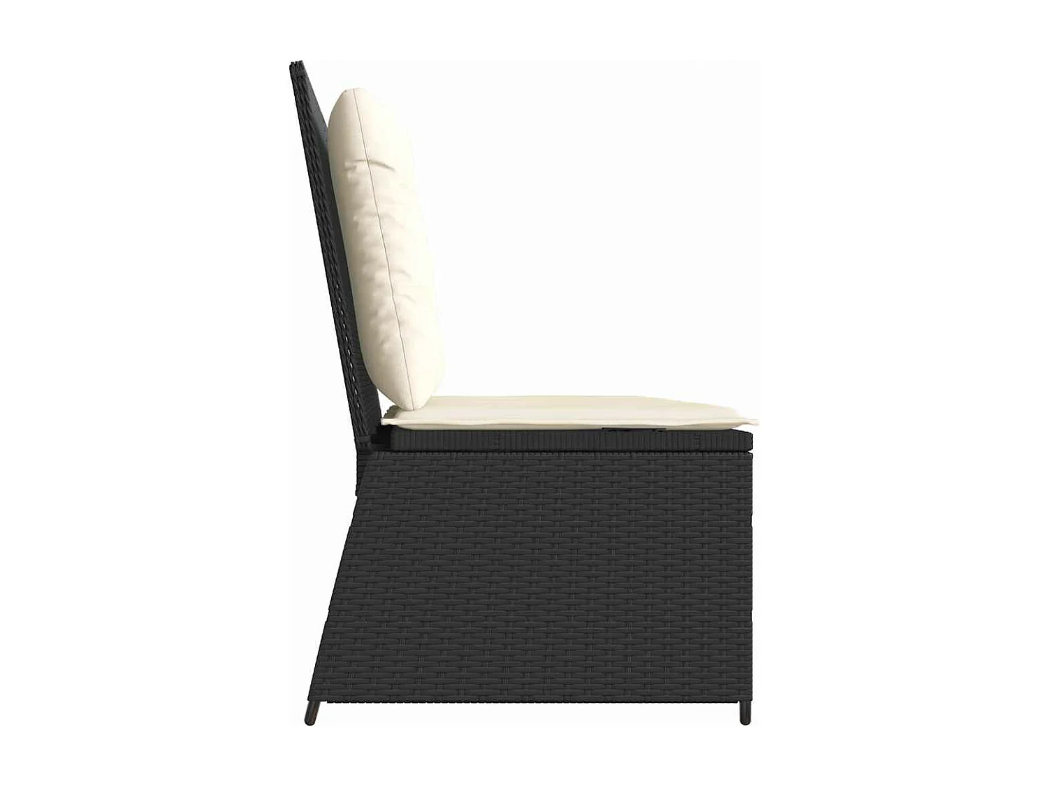 Banc inclinable de jardin avec coussins noir résine tressée