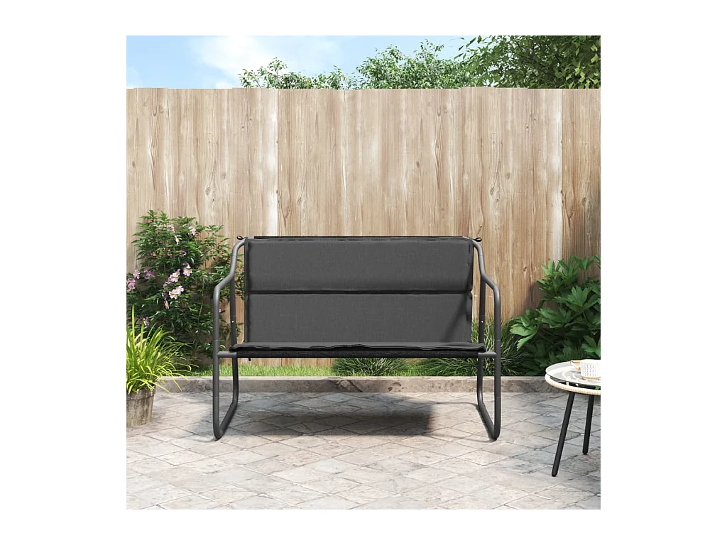 Banc de jardin à 2 places avec coussin anthracite acier