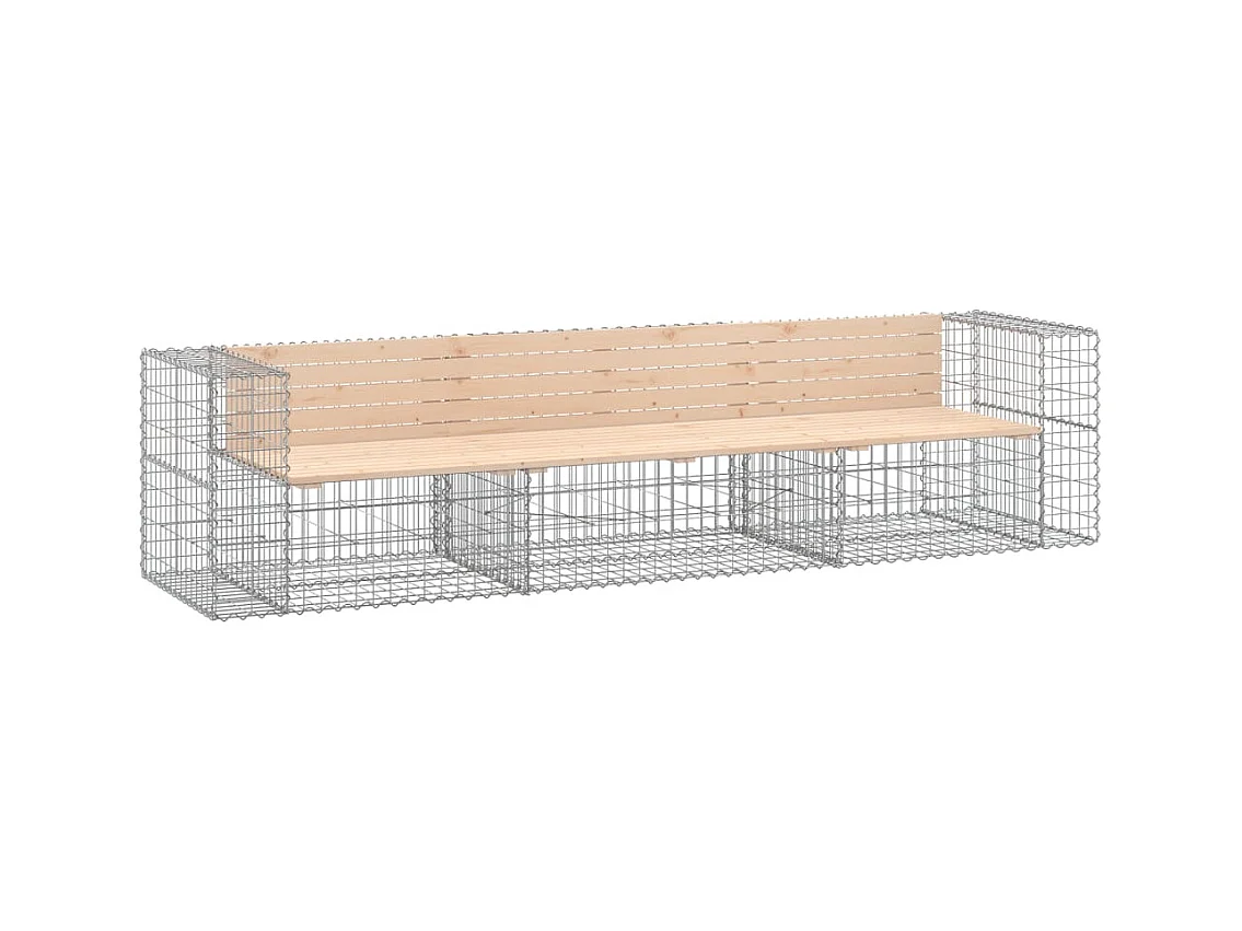 Banc de jardin design gabion 287x71x65,5 cm bois massif de pin
