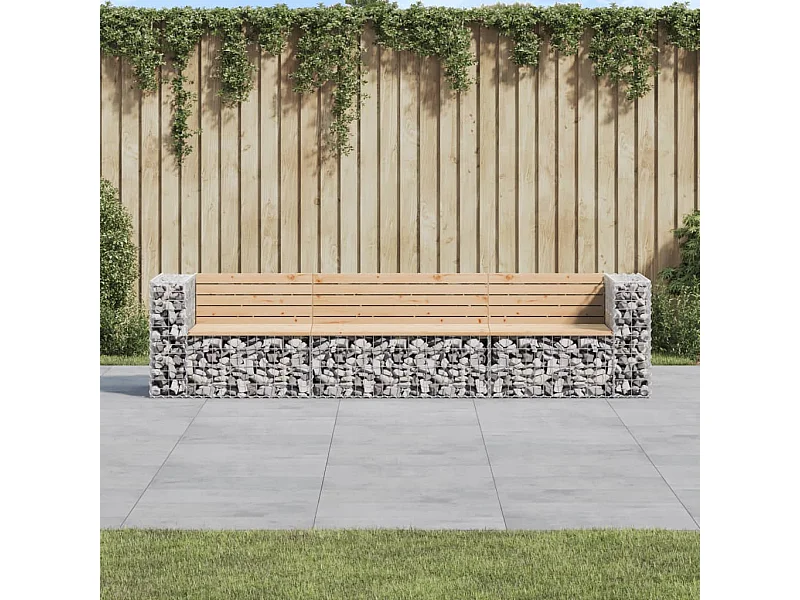 Banco de jardim com design gabião 287x71x65,5 cm pinho maciço