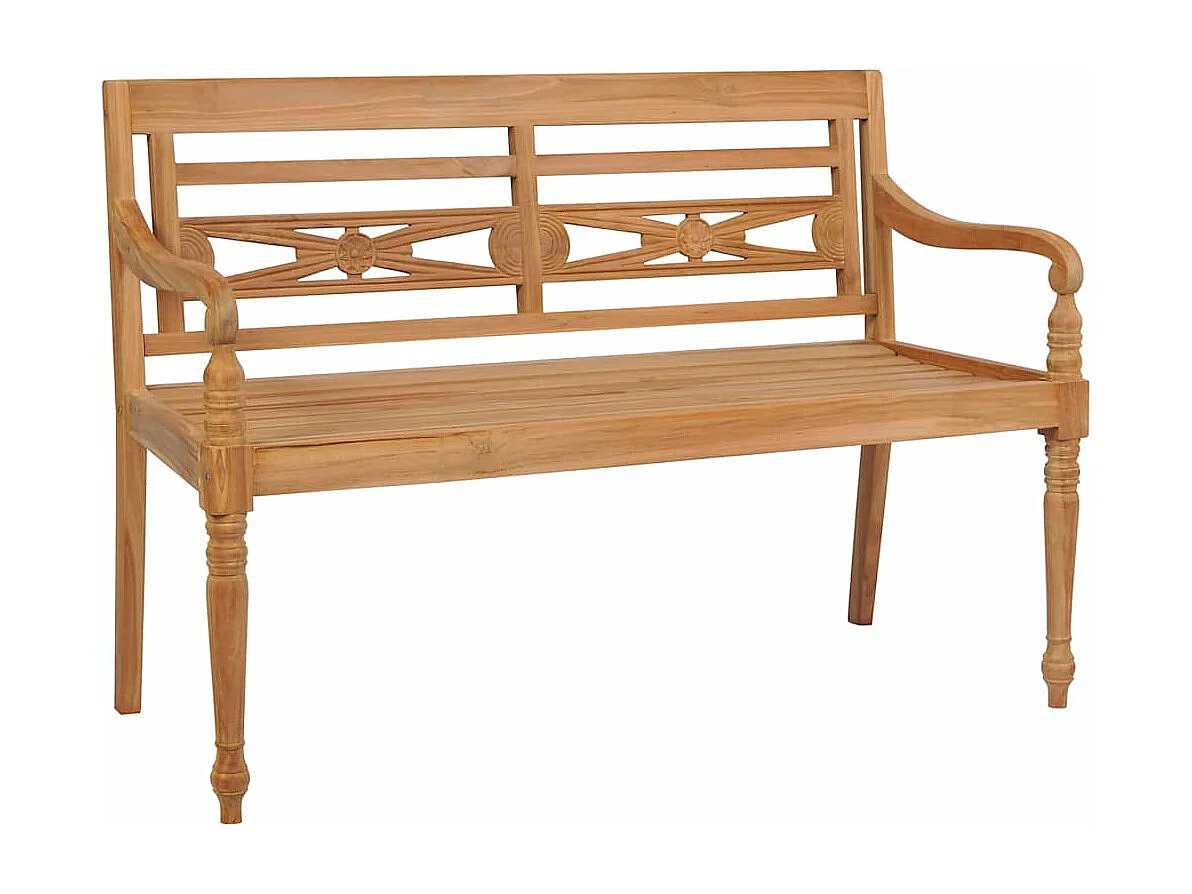 Banc Batavia avec coussin noir 120 cm Bois de teck massif