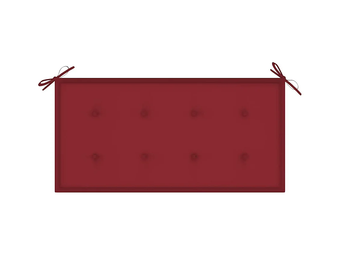 Banc de jardin avec coussin rouge bordeaux 112 cm Teck massif