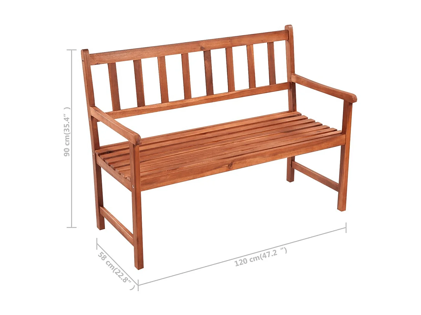 Banco de jardín con cojín madera maciza de acacia 120 cm