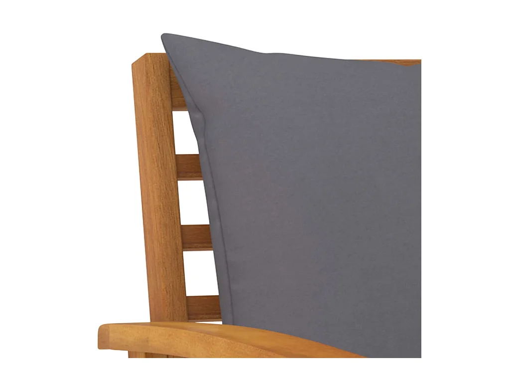 Banco de jardín 120 cm cojines gris oscuro madera acacia maciza