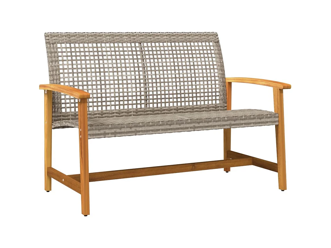 Banc de jardin gris 112 cm résine tressée et bois d'acacia