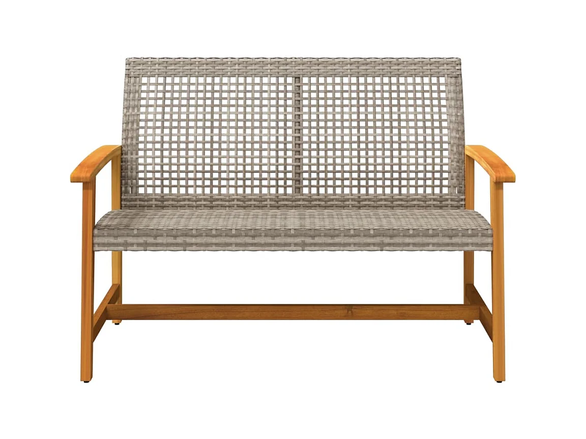Banc de jardin gris 112 cm résine tressée et bois d'acacia