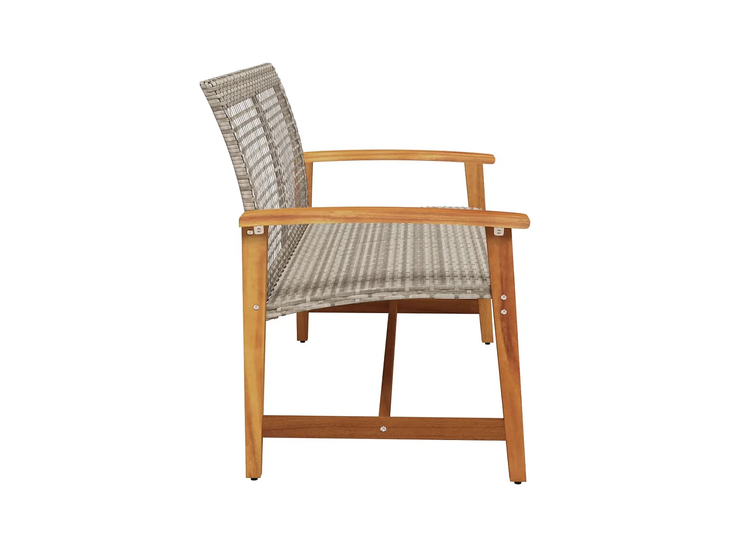 Banc de jardin gris 112 cm résine tressée et bois d'acacia