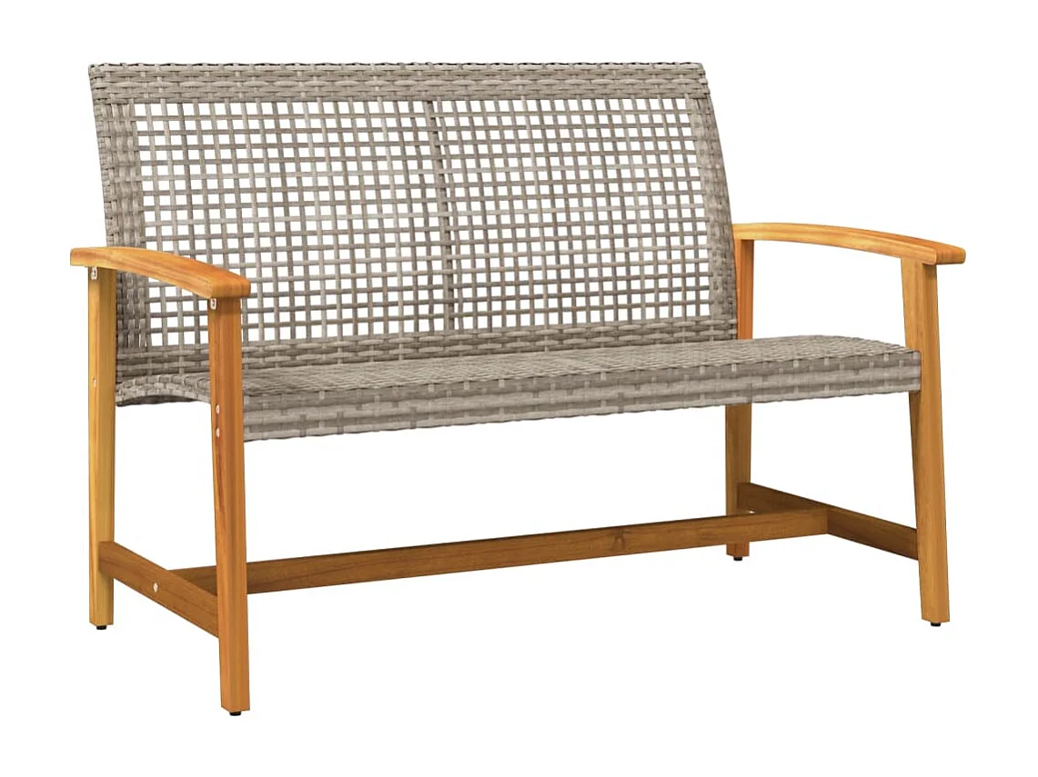 Banc de jardin gris 112 cm résine tressée et bois d'acacia
