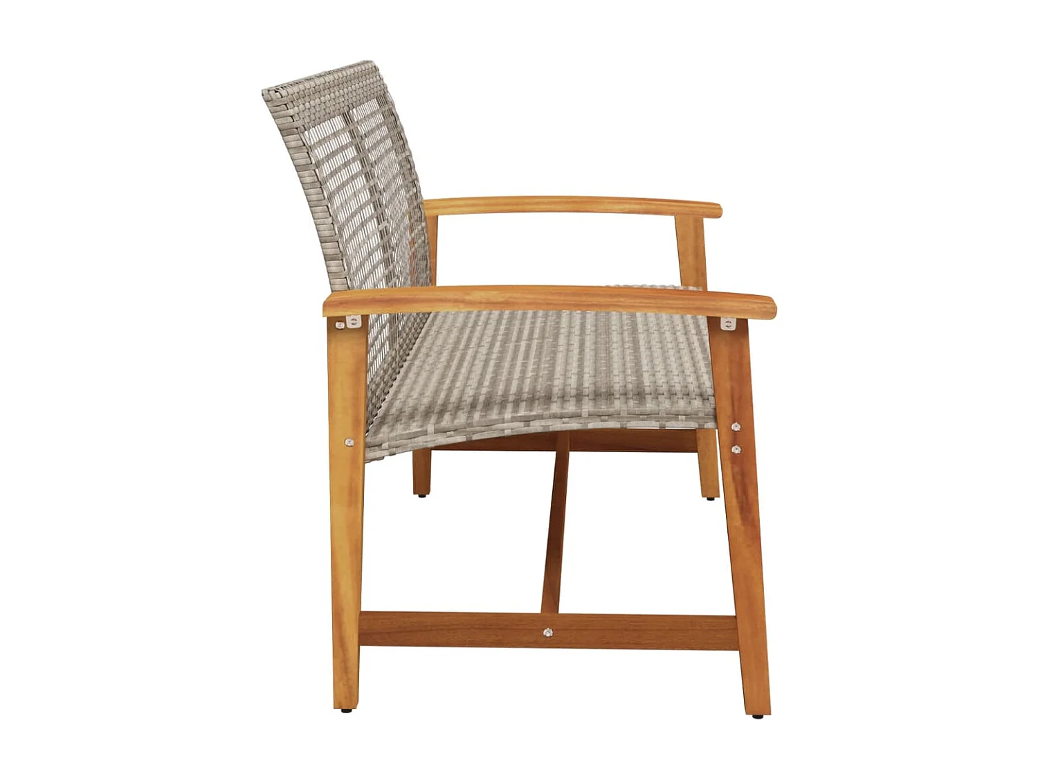 Banc de jardin gris 112 cm résine tressée et bois d'acacia