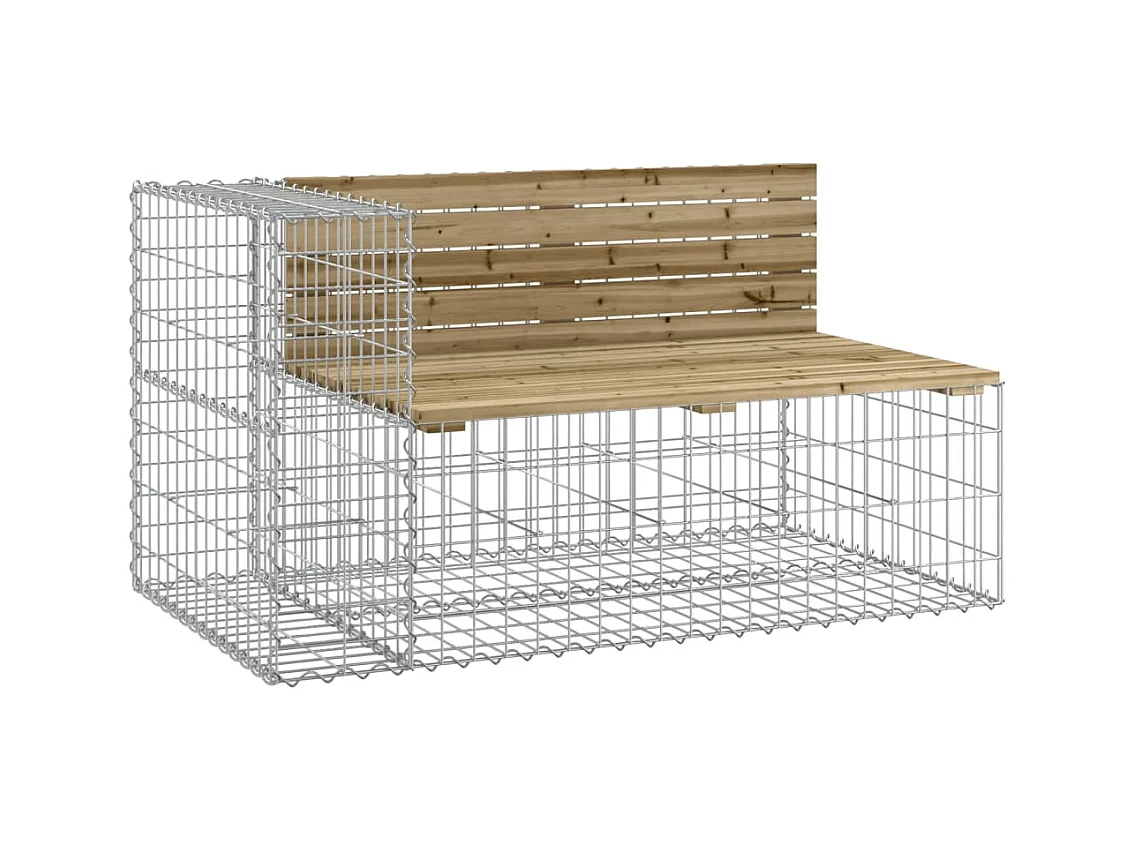 Banc de jardin design gabion 122x71x65,5cm bois de pin imprégné
