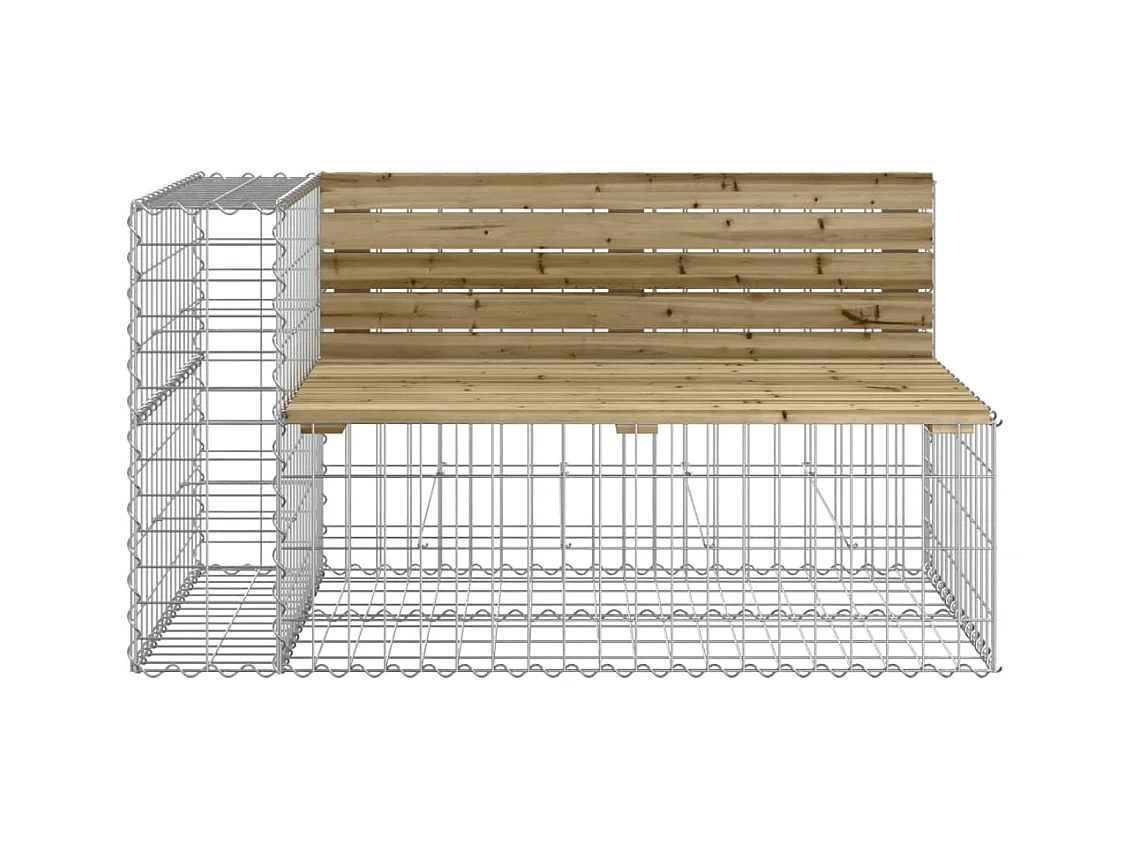 Banc de jardin design gabion 122x71x65,5cm bois de pin imprégné