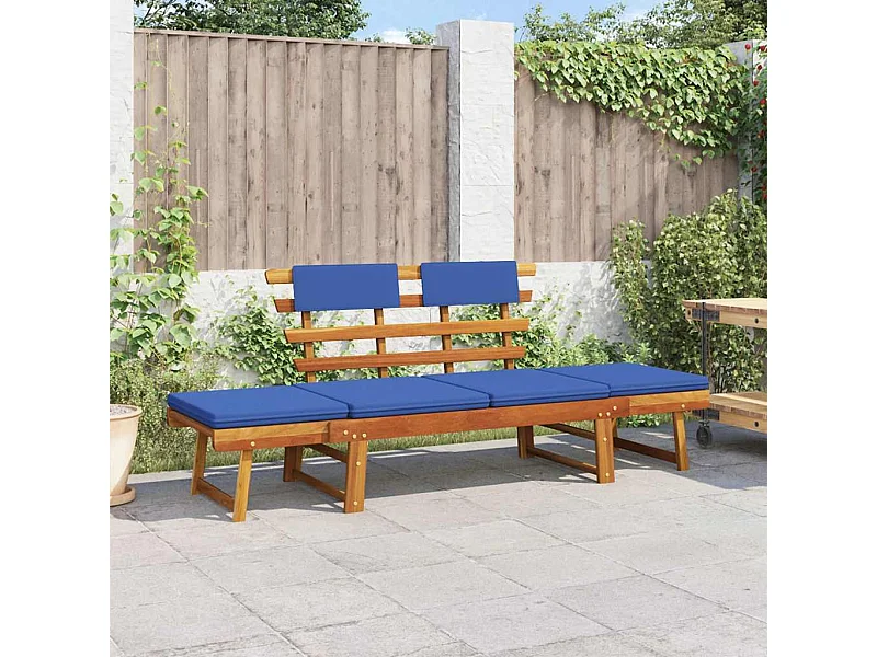 Banc de jardin avec coussins 2-en-1 190 cm Bois solide d'acacia
