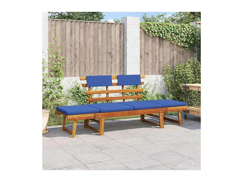 Banc de jardin avec coussins 2-en-1 190 cm Bois solide d'acacia