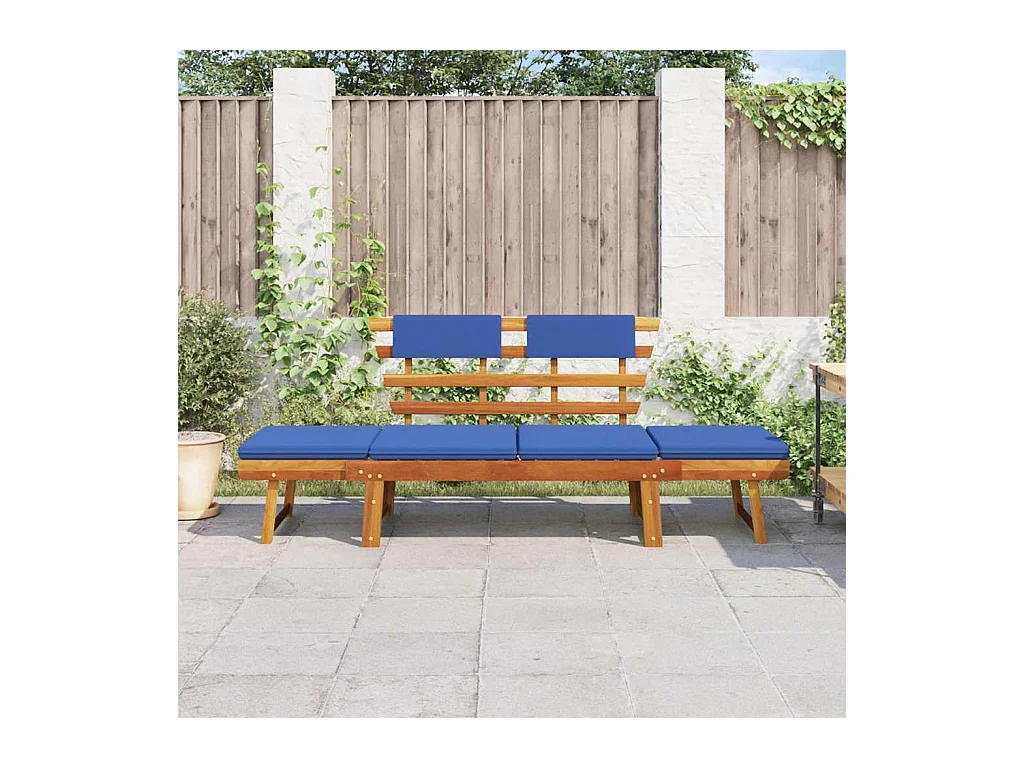 Banc de jardin avec coussins 2-en-1 190 cm Bois solide d'acacia