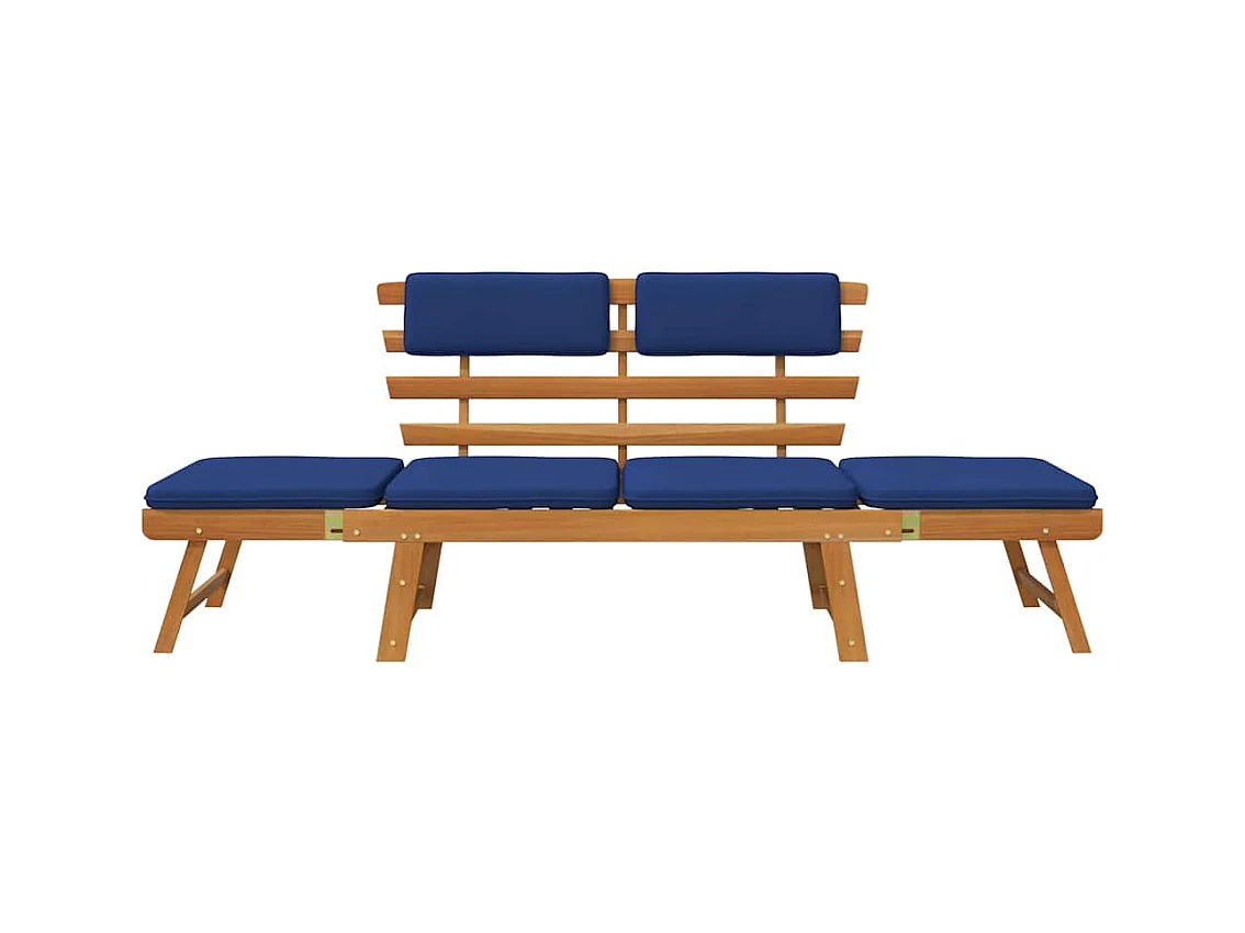 Banc de jardin avec coussins 2-en-1 190 cm Bois solide d'acacia