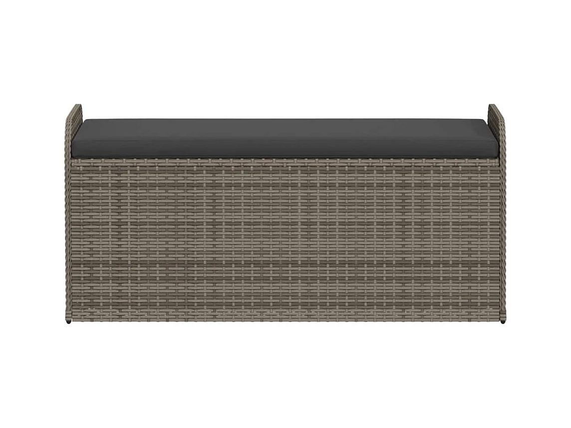 Banc de rangement avec coussin gris 115x51x52 cm résine tressée