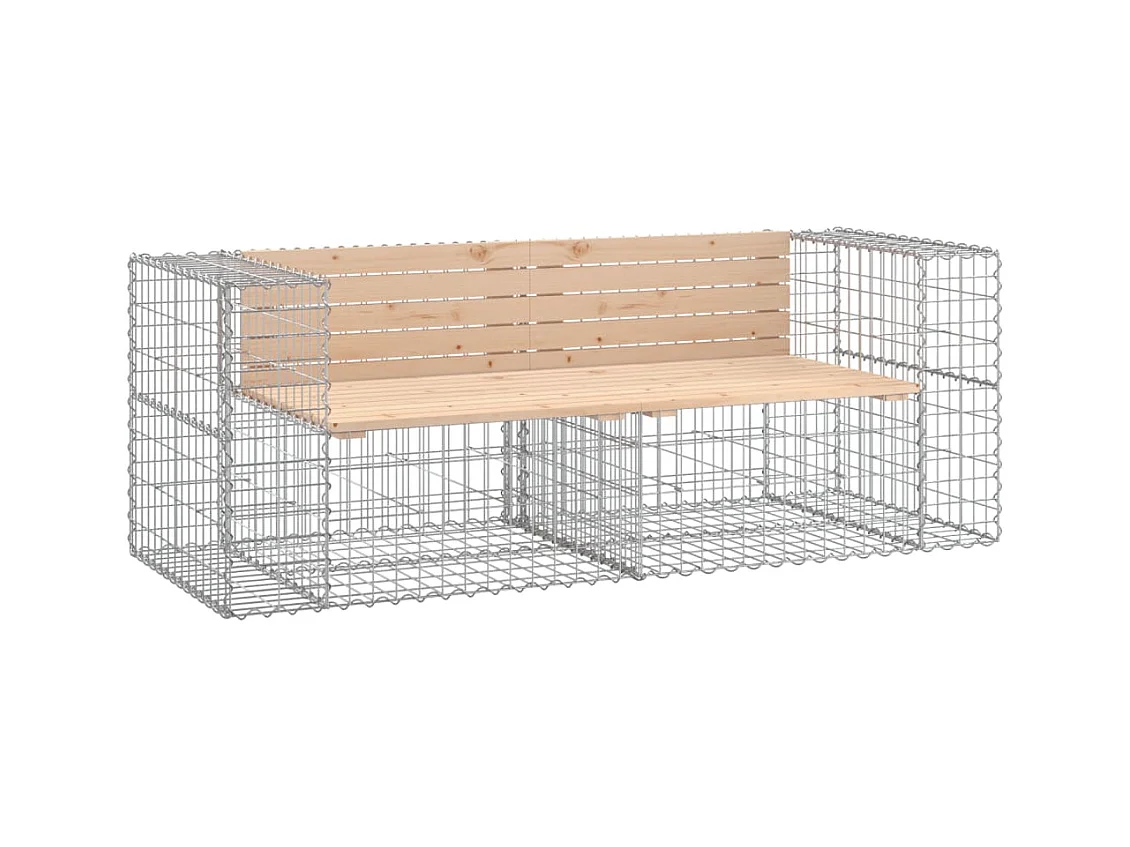 Banc de jardin design gabion 184x71x65,5 cm bois massif de pin