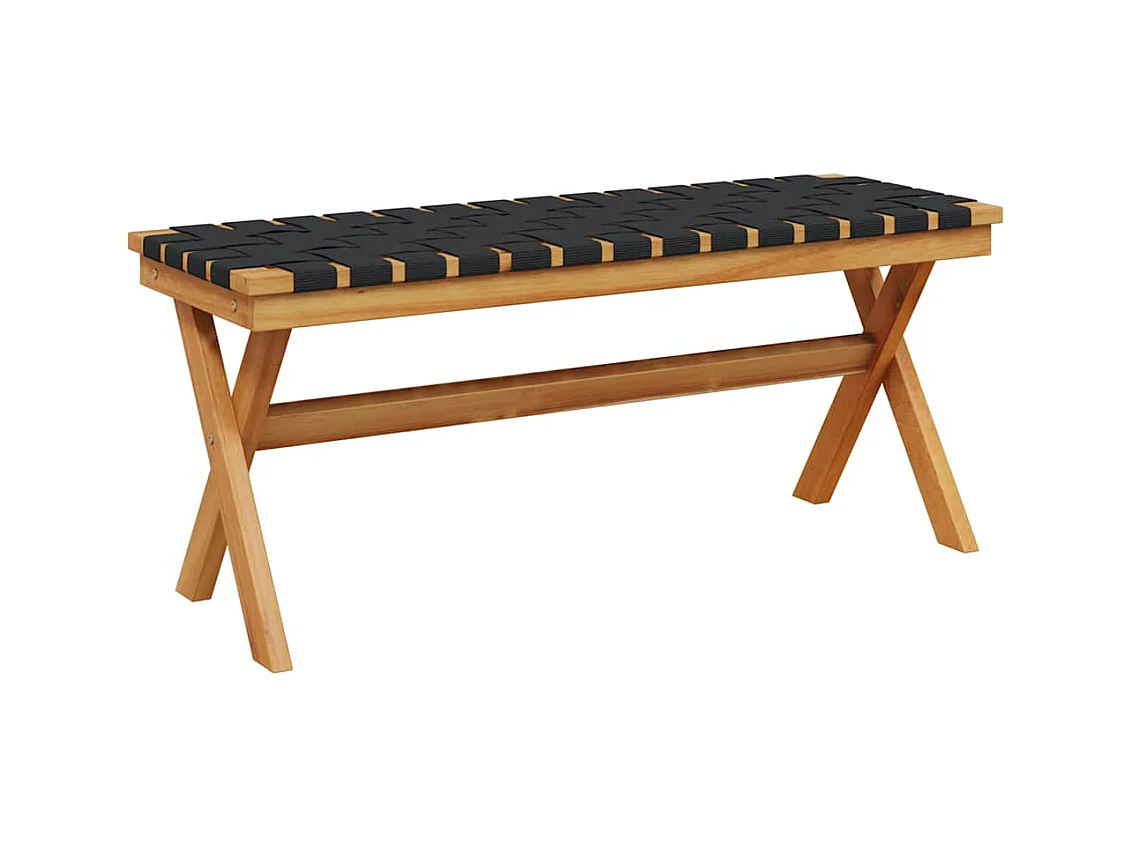 Banc de jardin noir bois massif d'acacia et tissu