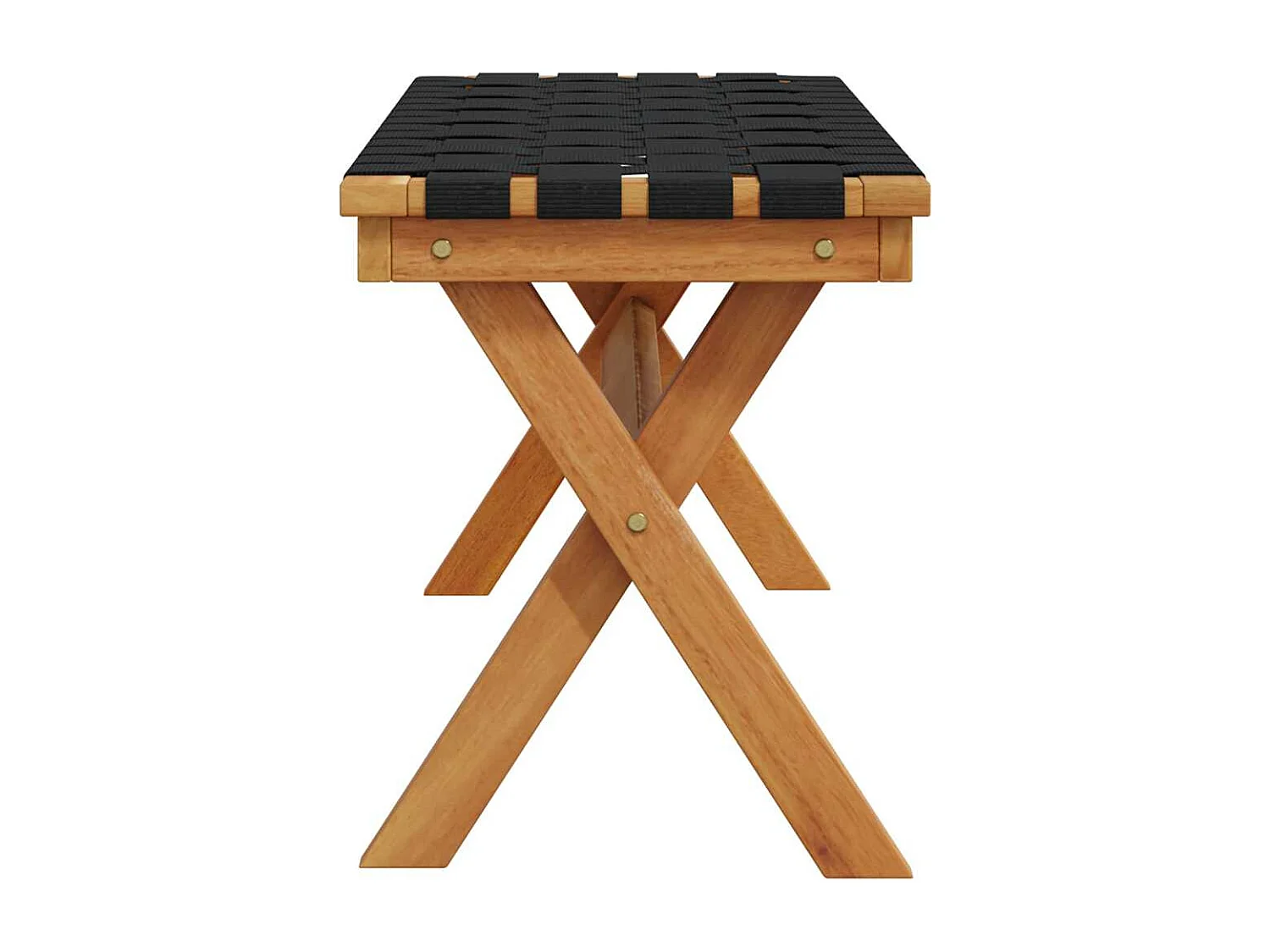 Banc de jardin noir bois massif d'acacia et tissu