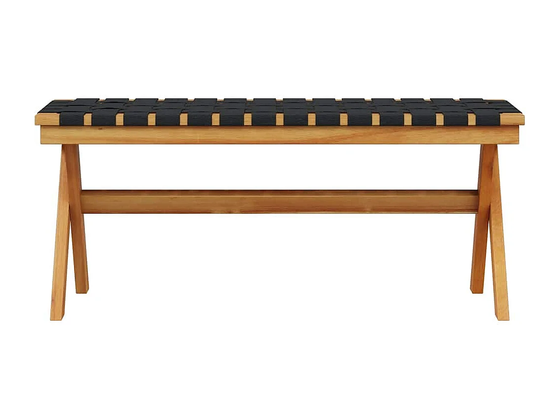 Banc de jardin noir bois massif d'acacia et tissu