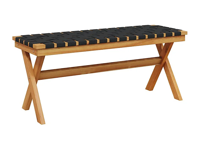 Banc de jardin noir bois massif d'acacia et tissu