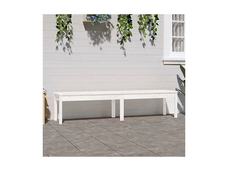 Banc de jardin à 2 places blanc 203,5x44x45 cm bois massif pin