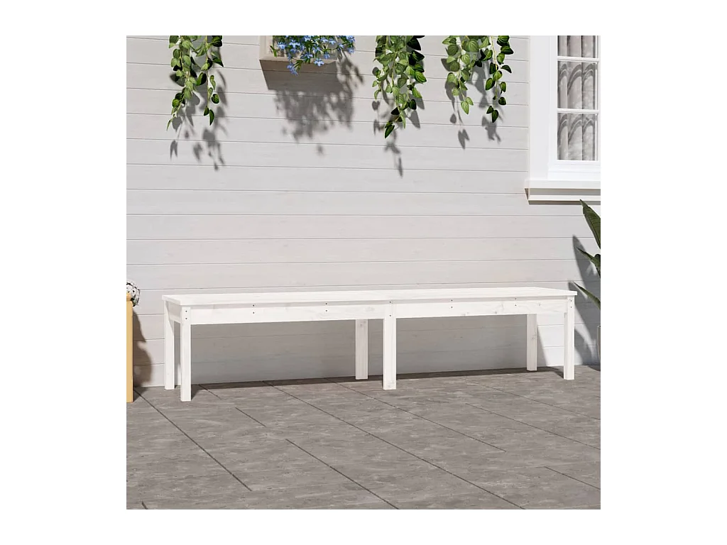 Banc de jardin à 2 places blanc 203,5x44x45 cm bois massif pin