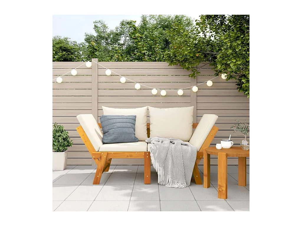 Banc de jardin avec coussins 2 en 1 bois d'acacia massif