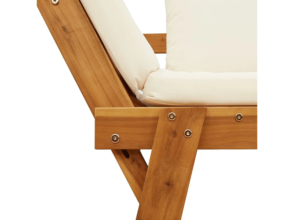 Banc de jardin avec coussins 2 en 1 bois d'acacia massif