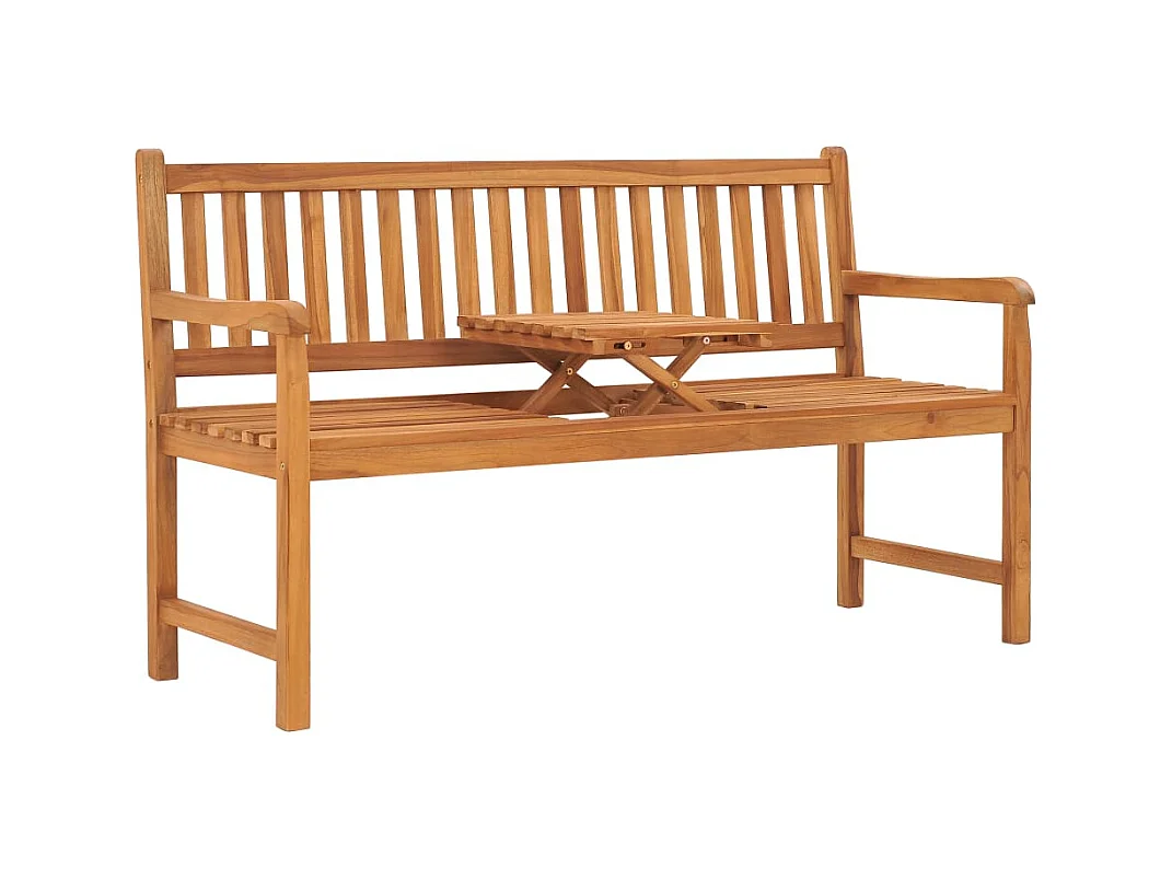 Banc de jardin 3 places avec table 150 cm Teck solide