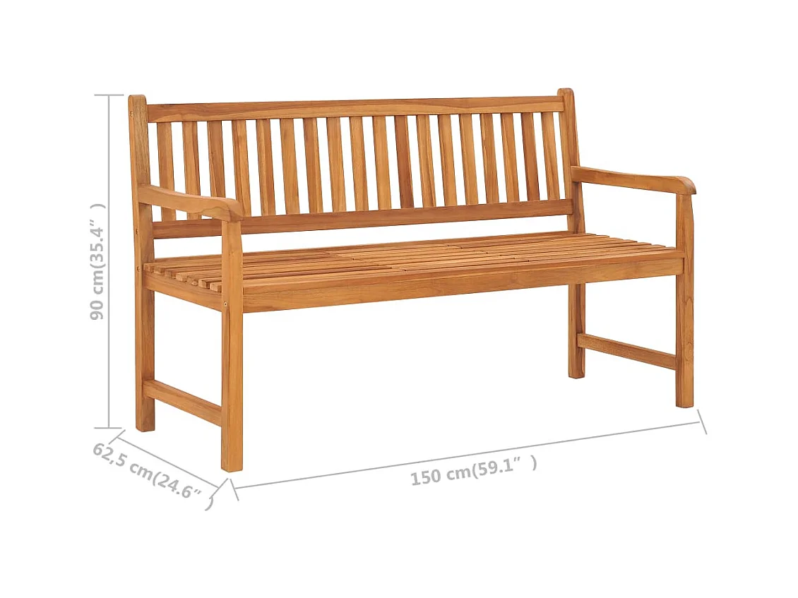 Banc de jardin 3 places avec table 150 cm Teck solide