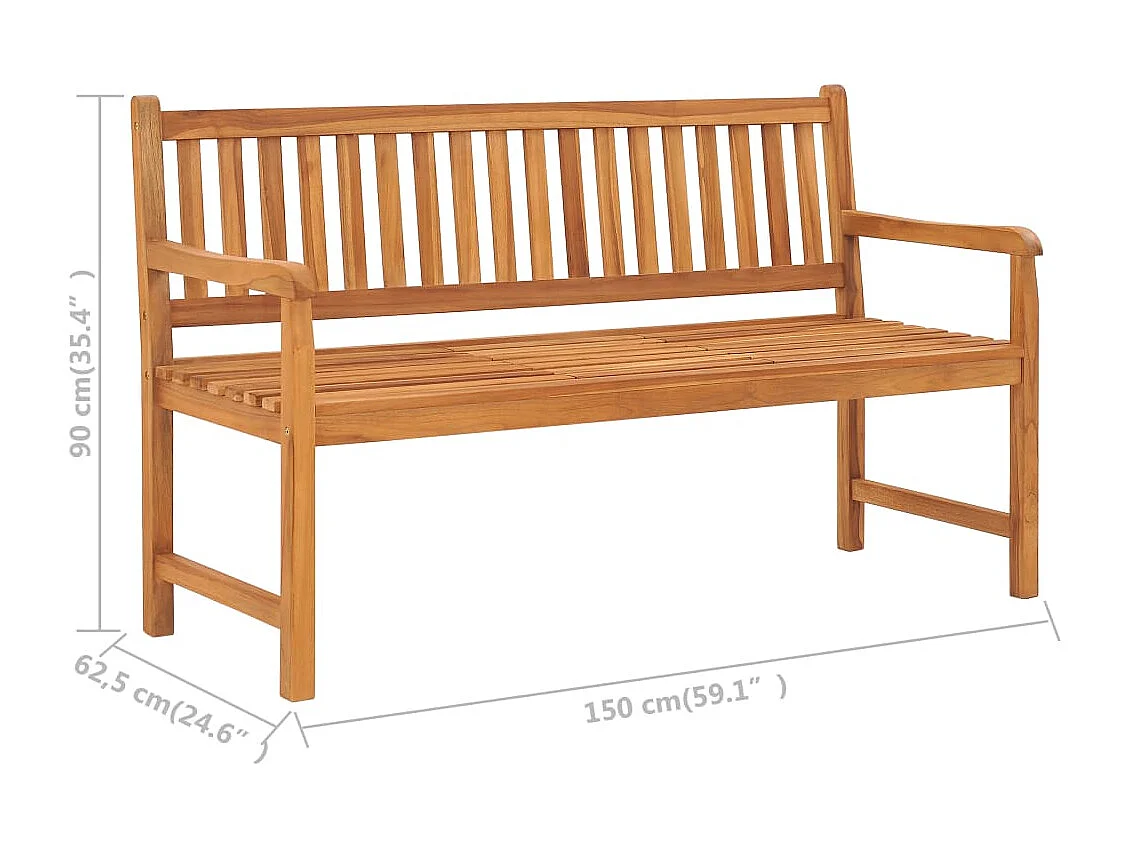 Banc de jardin 3 places avec table 150 cm Teck solide