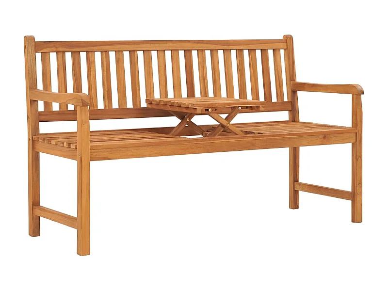 Banc de jardin 3 places avec table 150 cm Teck solide