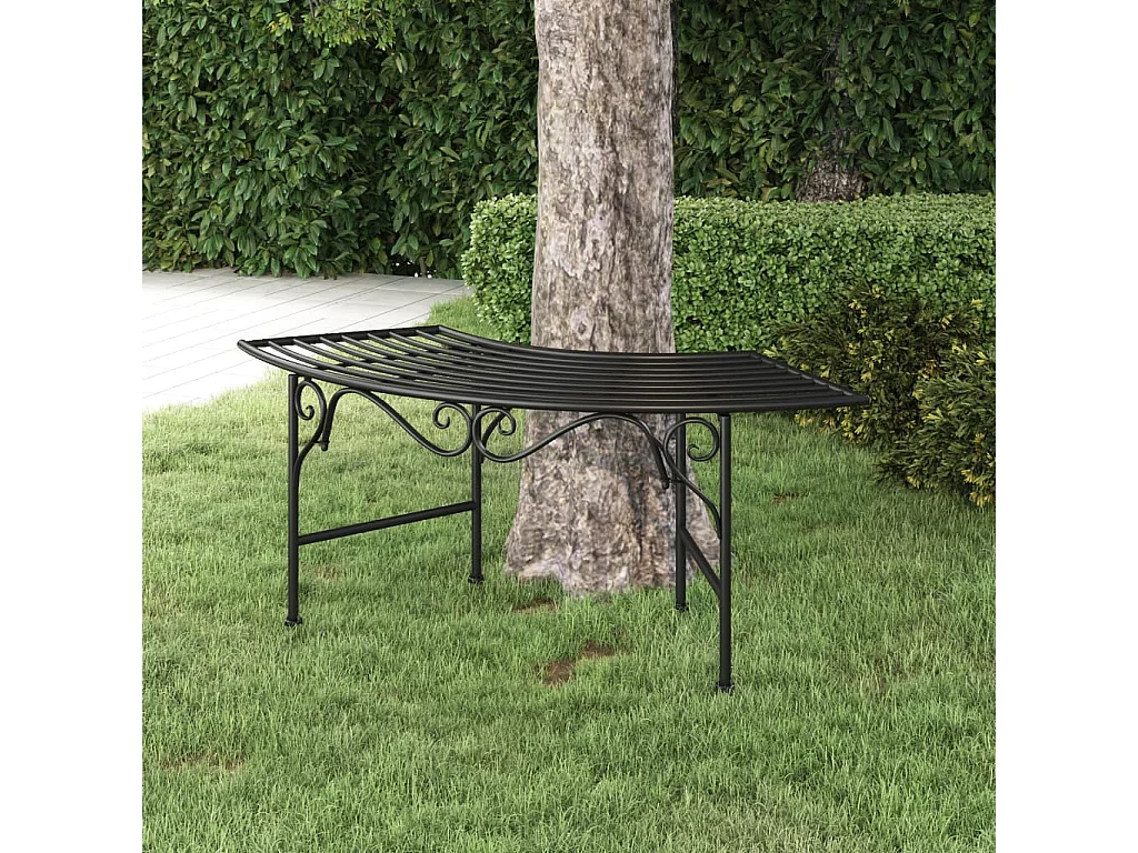 Banco de jardín de acero negro 113 cm