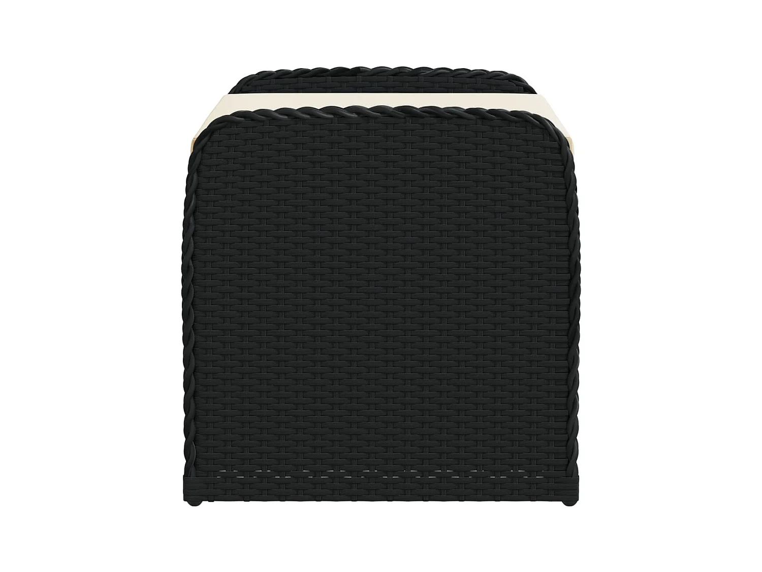 Banc de rangement avec coussin noir 80x51x52 cm résine tressée