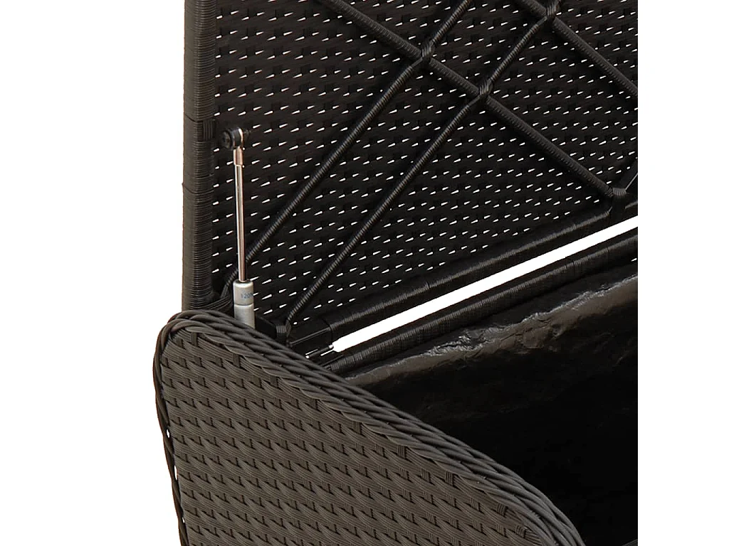 Banc de rangement avec coussin noir 80x51x52 cm résine tressée