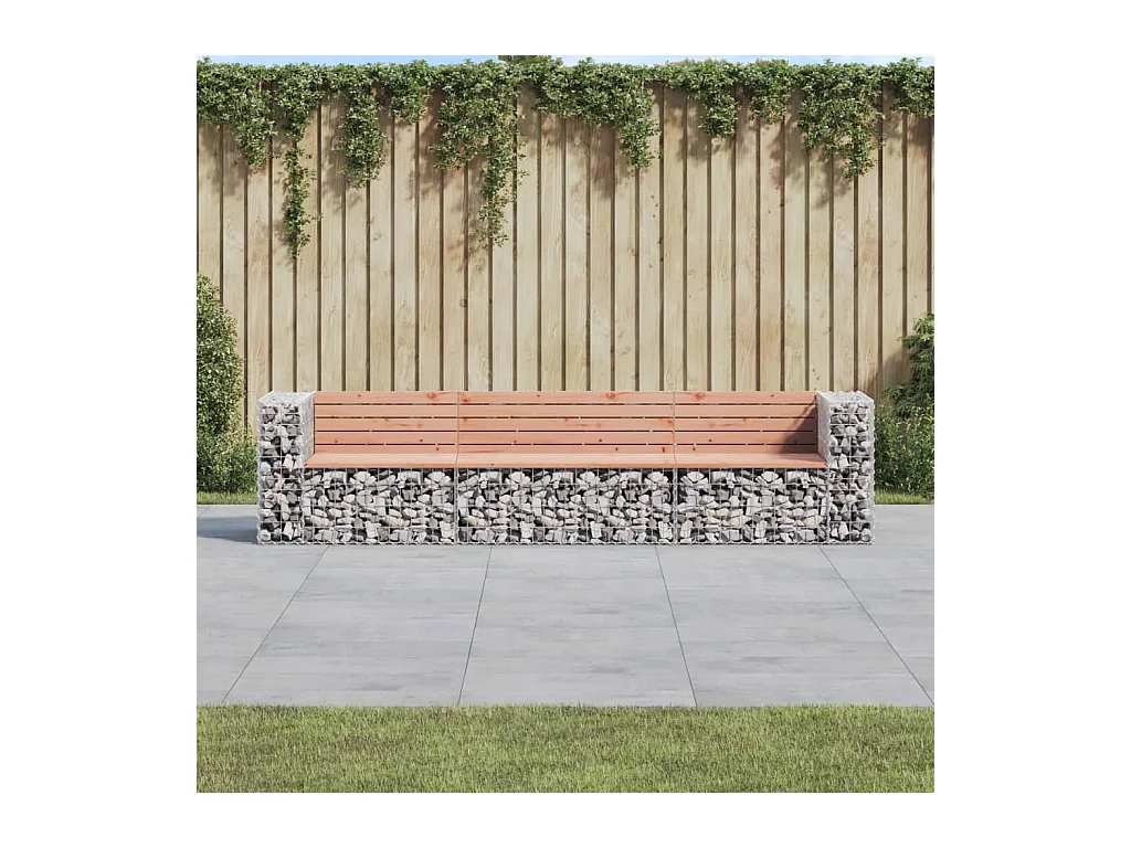 Banc jardin design gabion 287x71x65,5 cm bois massif de douglas