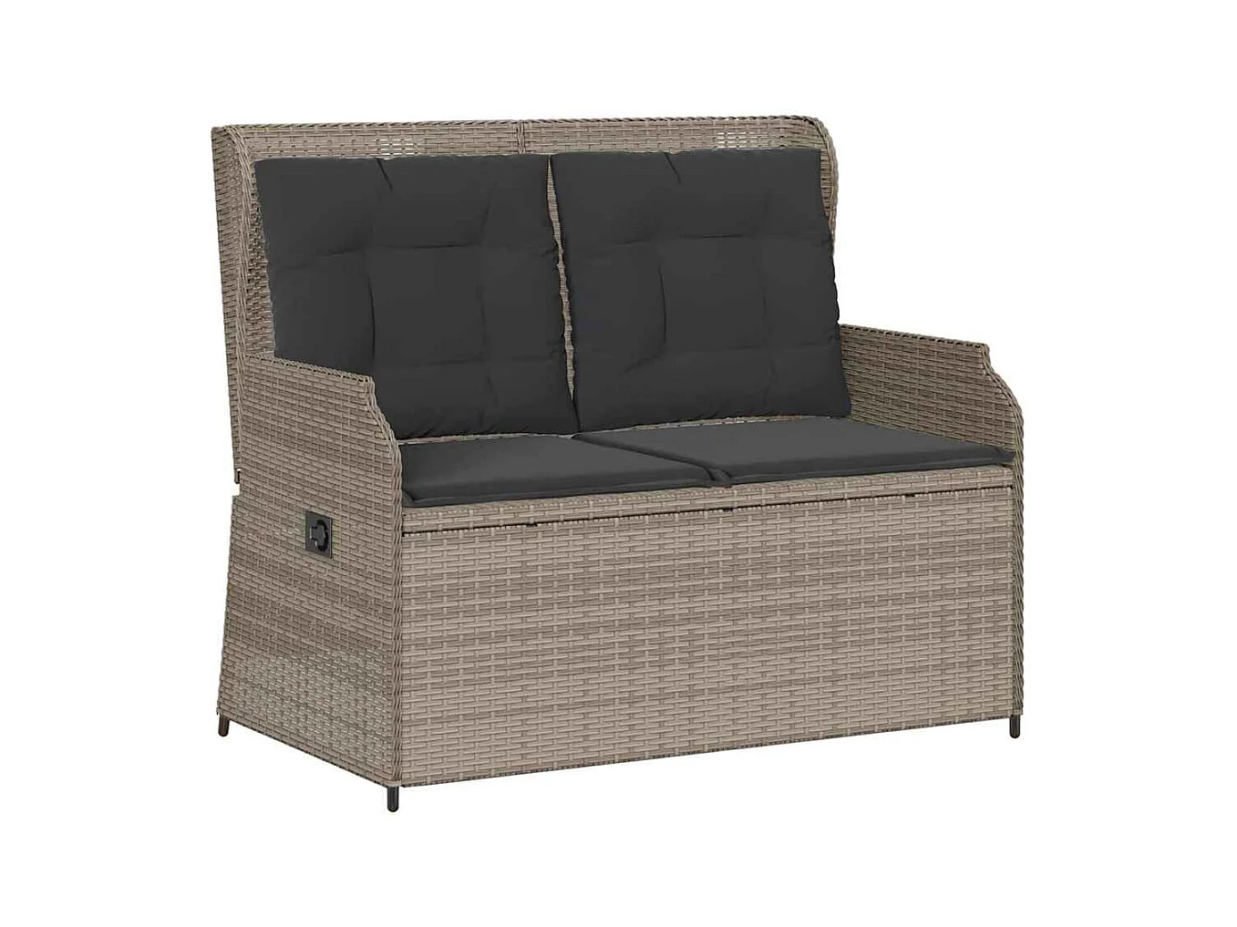 Sillón reclinable de jardín con cojines ratán sintético gris