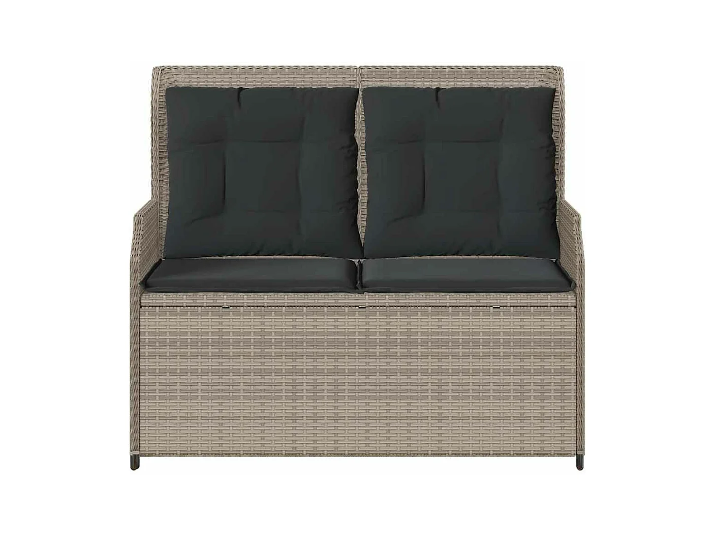 Sillón reclinable de jardín con cojines ratán sintético gris