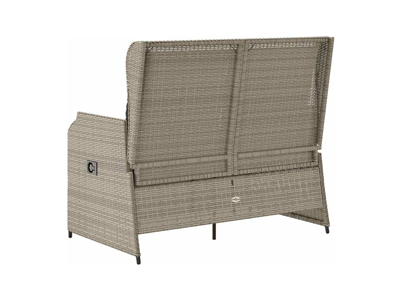 Sillón reclinable de jardín con cojines ratán sintético gris