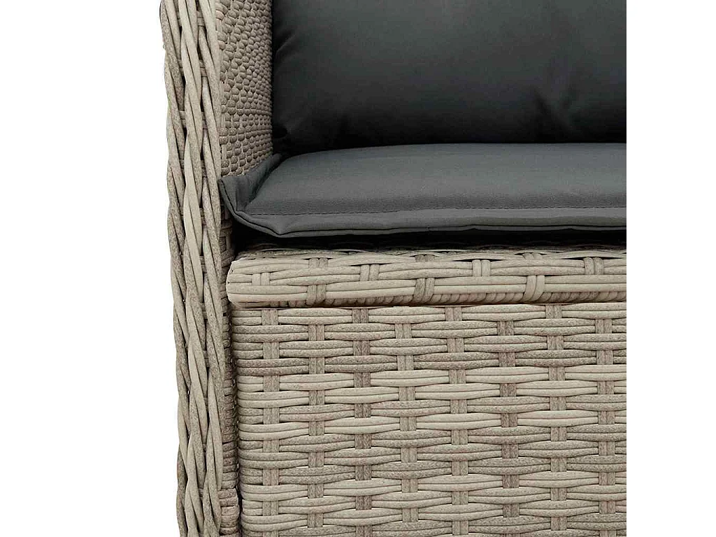 Sillón reclinable de jardín con cojines ratán sintético gris