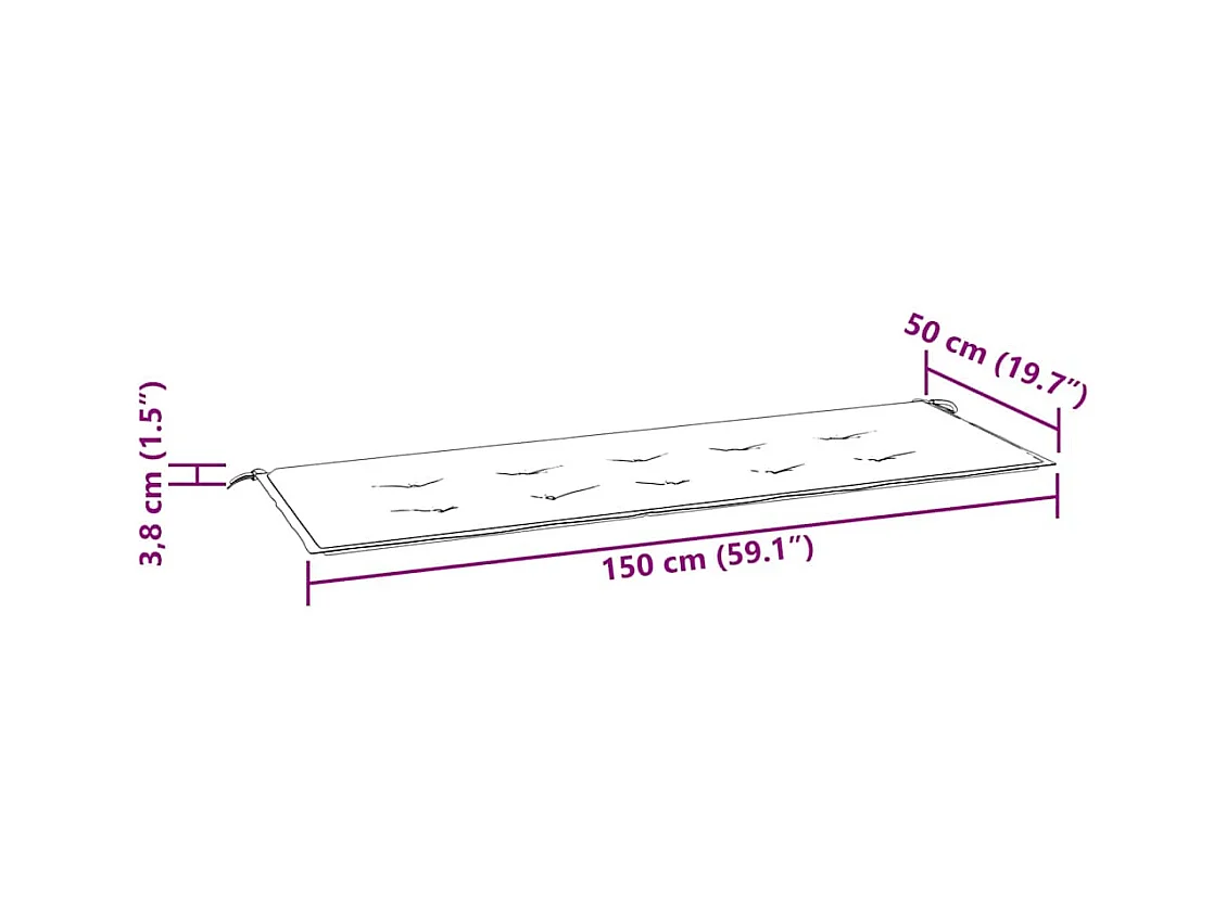 Banc de jardin empilable et coussin 159 cm Bois de teck massif