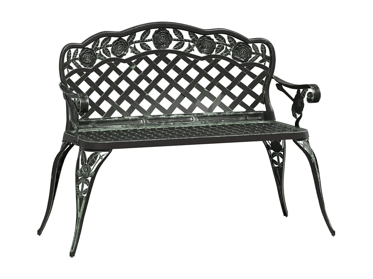 Banco de jardín de aluminio fundido verde 108 cm