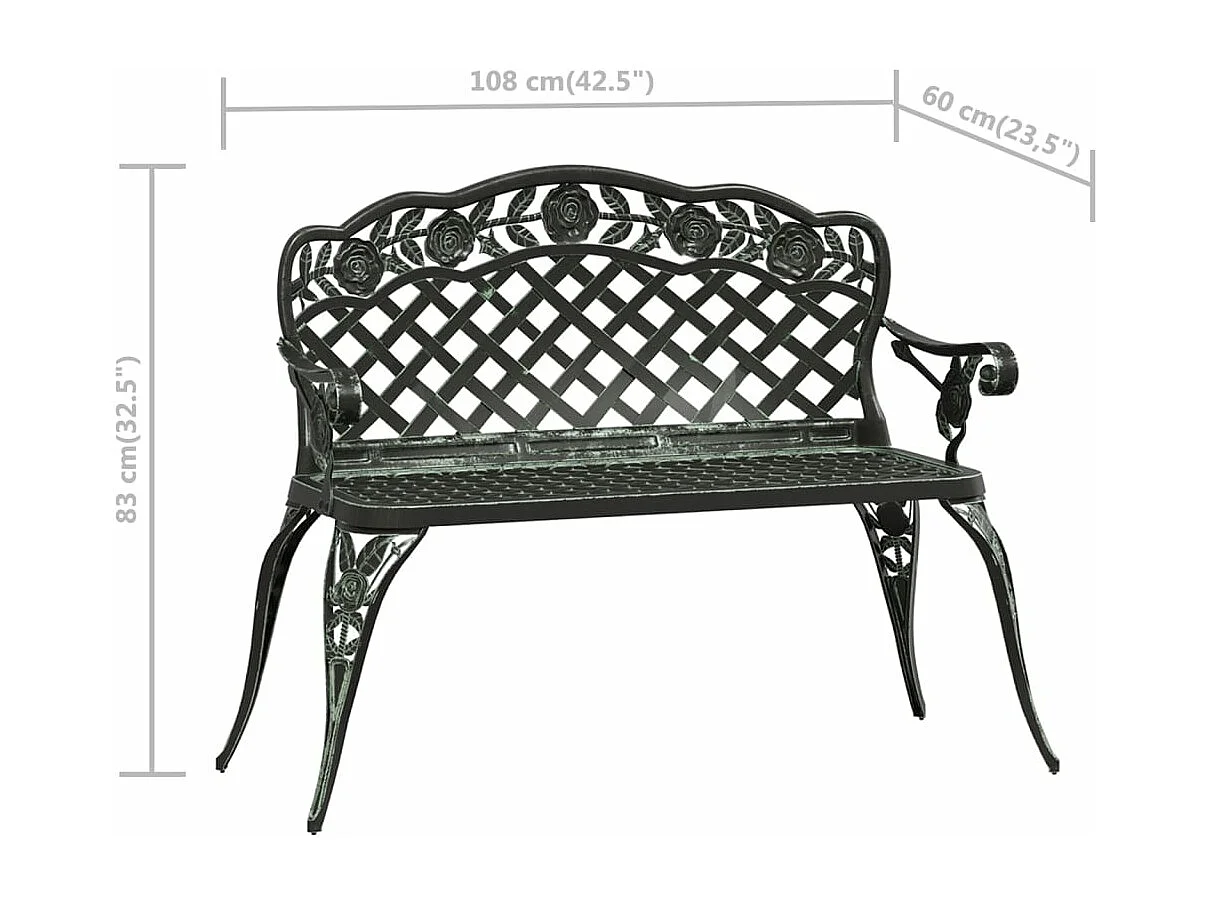 Banco de jardín de aluminio fundido verde 108 cm