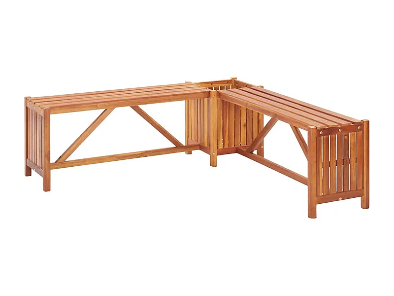 Banco canto com vaso jardim 117x117x40 cm madeira acácia maciça