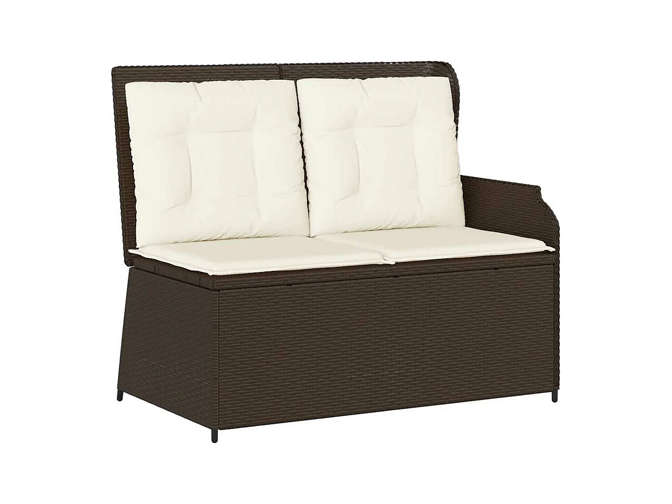 Banc inclinable de jardin avec coussins marron résine tressée