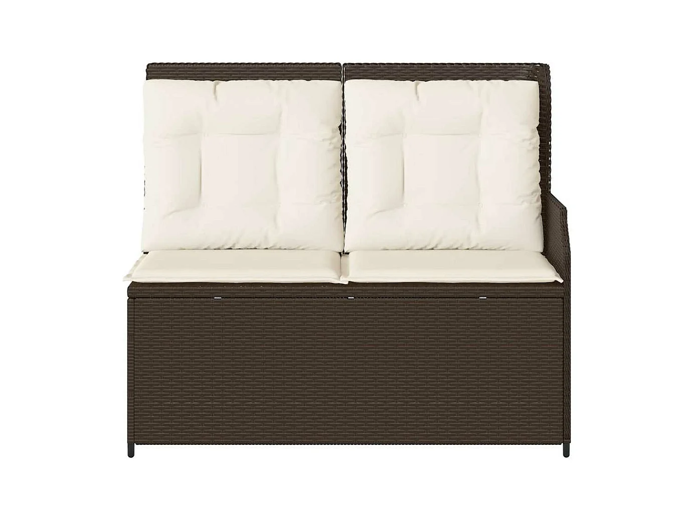 Banc inclinable de jardin avec coussins marron résine tressée